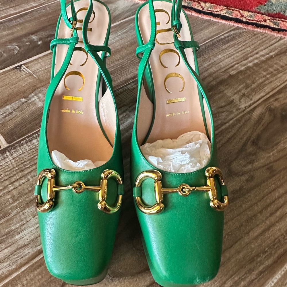 Gucci Green Platform Heels with Chunky Sole